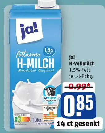 REWE Ja! h-vollmilch Angebot