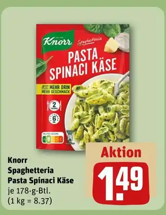 REWE Knorr spaghetteria pasta spinaci käse Angebot
