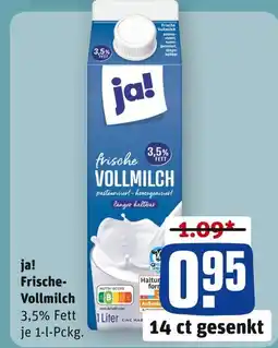 REWE Ja! frische vollmilch Angebot