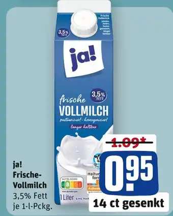 REWE Ja! frische vollmilch Angebot