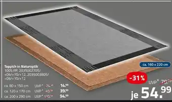 ROLLER Teppich in naturoptik ca. 80 x 150 cm Angebot