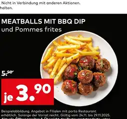 porta Meatballs mit bbq dip und pommes frites Angebot