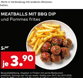 porta Meatballs mit bbq dip und pommes frites Angebot