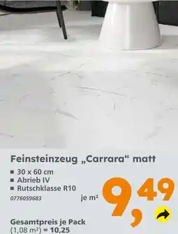 Globus Baumarkt Feinsteinzeug 'carrara' matt Angebot