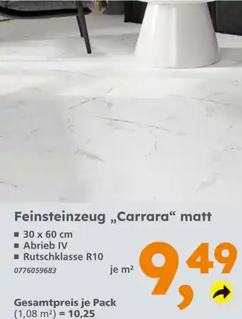 Globus Baumarkt Feinsteinzeug 'carrara' matt Angebot