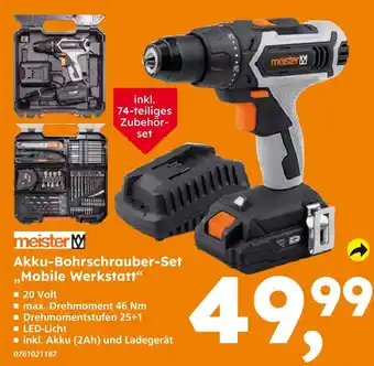 Globus Baumarkt Meister akku-bohrschrauber-set „mobile werkstatt“ Angebot