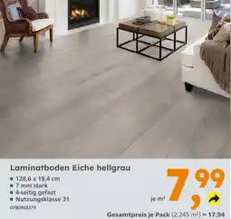 Globus Baumarkt Laminatboden eiche hellgrau Angebot