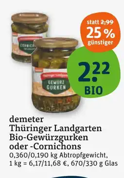 tegut Demeter thüringer landgarten bio-gewürzgurken Angebot