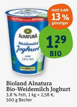tegut Alnatura bio-weidemilch joghurt Angebot