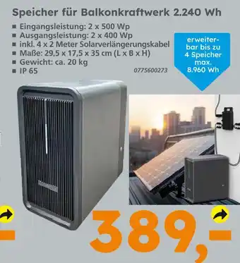 Globus Baumarkt Speicher für balkonkraftwerk 2.240 wh Angebot