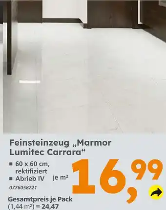 Globus Baumarkt Feinsteinzeug 'marmor lumitec carrara' Angebot