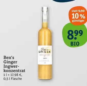 tegut Ben's ginger ingwerkonzentrat Angebot