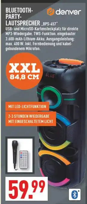 Marktkauf Denver bluetooth-party-lautsprecher „bps-457“ Angebot
