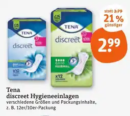 tegut Tena discreet hygieneeinlagen Angebot