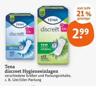 tegut Tena discreet hygieneeinlagen Angebot