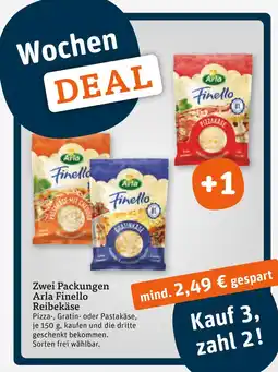 tegut Arla finello zwei packungen reibekäse Angebot