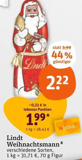tegut Lindt weihnachtsmann Angebot