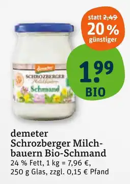 tegut Demeter schrozberger milchbauern bio-schmand Angebot