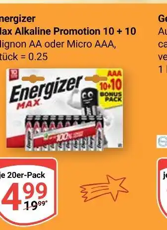 Globus Energizer max alkaline promotion 10 + 10 Angebot