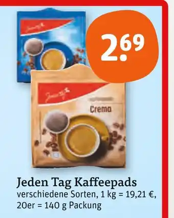 tegut Jeden tag kaffeepads crema Angebot