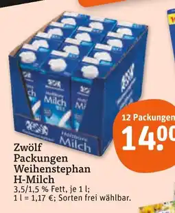 tegut Weihenstephan h-milch 3,5 % fett Angebot