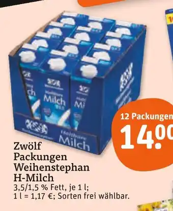 tegut Weihenstephan h-milch 3,5 % fett Angebot