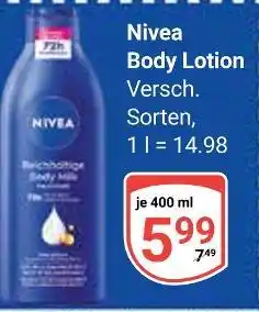 Globus Nivea body lotion Angebot