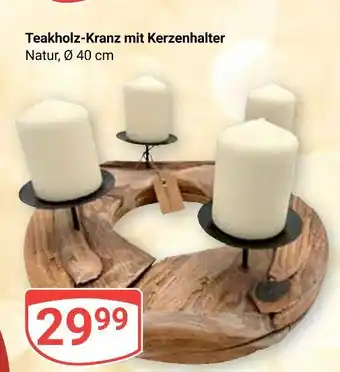 Globus Teakholz-kranz mit kerzenhalter Angebot