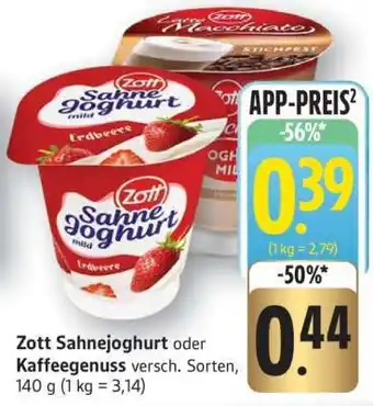 Edeka Zott Sahnejoghurt oder Kaffeegenuss Angebot