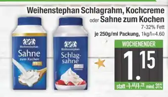 Edeka Weihenstephan Schlagrahm, Kochcreme oder Sahne zum Kochen Angebot