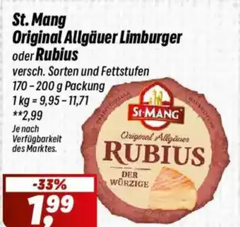 Simmel St. Mang Original Allgäuer Limburger oder Rubius Angebot