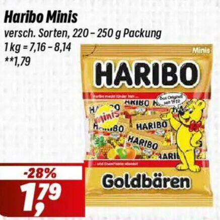 Haribo Normal Haribo Minis 220-250 g Angebot bei Simmel