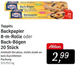 KONSUM Toppits Backpapier 8-m-Rolle oder Back-Bögen 20 Stück Angebot