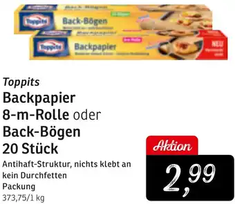 KONSUM Toppits Backpapier 8-m-Rolle oder Back-Bögen 20 Stück Angebot