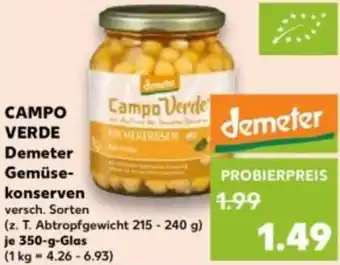 Kaufland CAMPO VERDE Demeter Gemüsekonserven Angebot