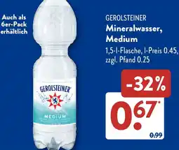 Aldi Süd GEROLSTEINER Mineralwasser, Medium Angebot