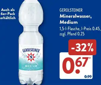 Aldi Süd GEROLSTEINER Mineralwasser, Medium Angebot