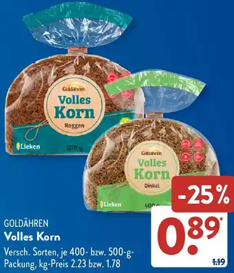 Aldi Süd GOLDÄHREN Volles Korn Angebot