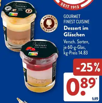 Aldi Süd GOURMET FINEST CUISINE Dessert im Gläschen Angebot