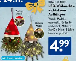 Aldi Süd HOME CREATION LED-Weihnachtswichtel zum Aufhängen Angebot