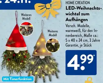 Aldi Süd HOME CREATION LED-Weihnachtswichtel zum Aufhängen Angebot