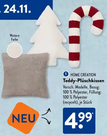 Aldi Süd HOME CREATION Teddy-Plüschkissen Angebot