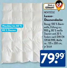 Aldi Süd NOVITESSE Luxus Daunendecke Angebot