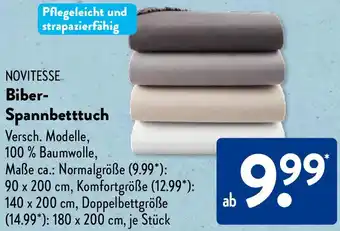 Aldi Süd NOVITESSE Biber Spannbetttuch Angebot