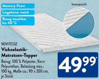 Aldi Süd NOVITESSE Viskoelastik Matratzen-Topper Angebot