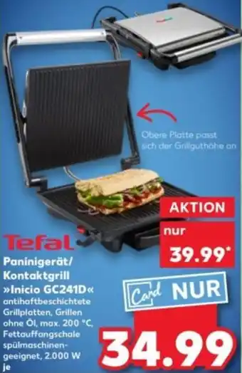 Kaufland Tefal Paninigerät/ Kontaktgrill Inicio GC241D Angebot