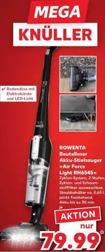 Kaufland ROWENTA Beutelloser Akku-Stielsauger Air Force Light RH6545 Angebot