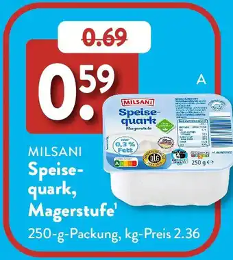 Aldi Süd MILSANI Speisequark, Magerstufe Angebot