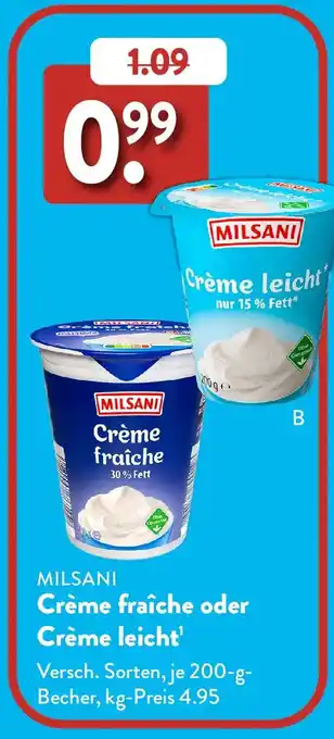 Aldi Süd MILSANI Crème fraîche oder Crème leicht Angebot