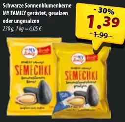 Mix Markt Schwarze Sonnenblumenkerne MY FAMILY geröstet, gesalzen oder ungesalzen Angebot